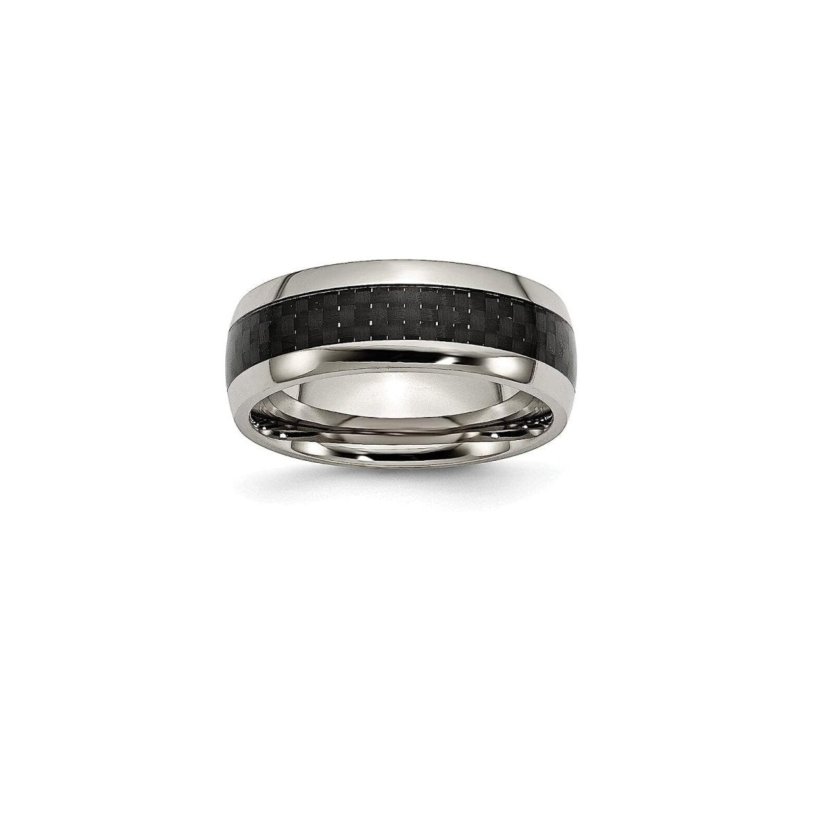 Black Fiber - Silver Titanium Ring with Carbon Fiber Inlay