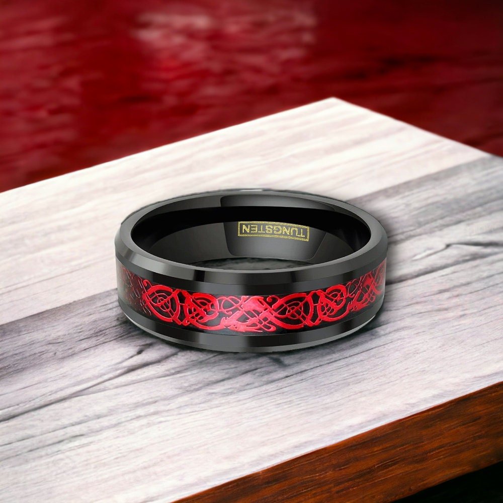 PS Creation Dragon Wedding Bands with Carbon Fiber Inlay Beveled Edges  Comfort Fit Stainless Steel Ring Price in India - Buy PS Creation Dragon  Wedding Bands with Carbon Fiber Inlay Beveled Edges
